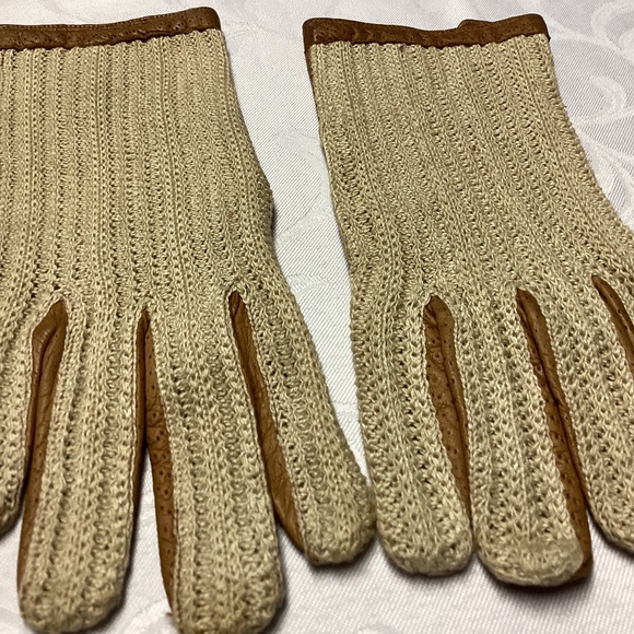 Ladies, gloves, crochet, and real leather vintage see description below